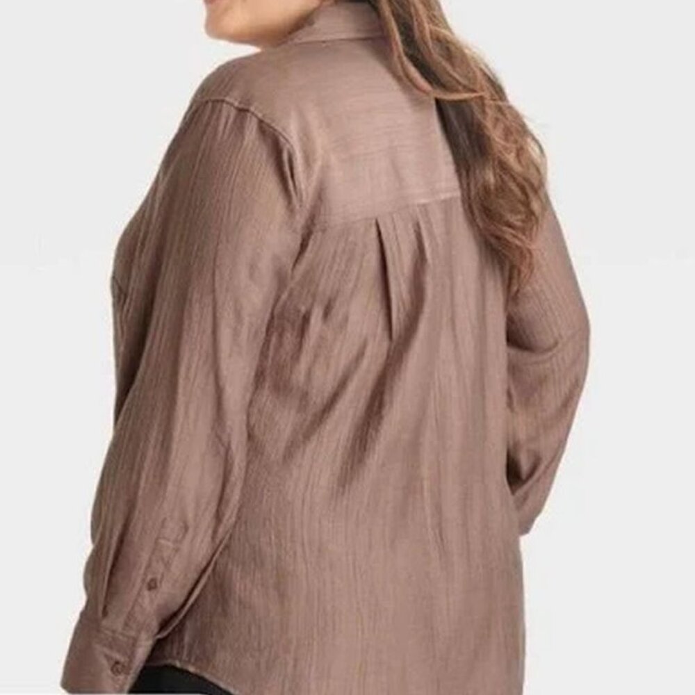 NWT A New Day tan button-down shirt. Size XS